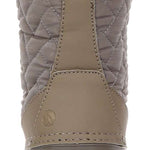 Northside Ladies Modesto Mid-Calf Boots - Beige boots with quilted pattern on upper, white fur trim around top edge, and brown rubber sole.