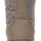 Northside Ladies Modesto Mid-Calf Boots - Beige boots with quilted pattern on upper, white fur trim around top edge, and brown rubber sole.