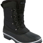 Northside Ladies Modesto Mid-Calf Boots - Black quilted fabric upper with black fur trim and silver-tone hardware.