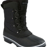 Northside Ladies Modesto Mid-Calf Boots - Black quilted fabric upper with black fur trim and silver-tone hardware.