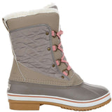 Northside Ladies Modesto Mid-Calf Boots - These boots are taupe with a quilted pattern on the side and pink laces.