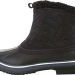 Northside Ladies Morgan Crest Insulated Boots 2023 - Black quilted ankle boot with a fuzzy top edge and black laces.
