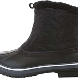 Northside Ladies Morgan Crest Insulated Boots 2023 - Black quilted ankle boot with a fuzzy top edge and black laces.