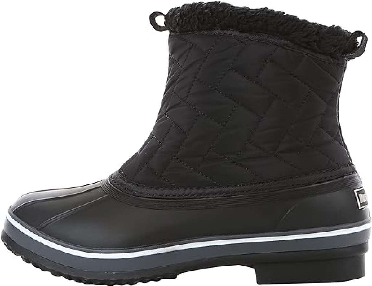 Northside Ladies Morgan Crest Insulated Boots 2023 - Black quilted ankle boot with a fuzzy top edge and black laces.