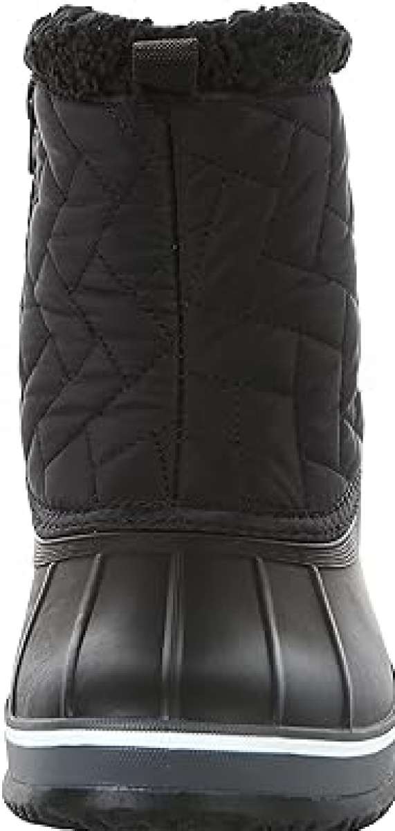 Northside Ladies Morgan Crest Insulated Boots 2023 - Black quilted boots with a thick, dark gray sole and white stripe along the bottom edge.