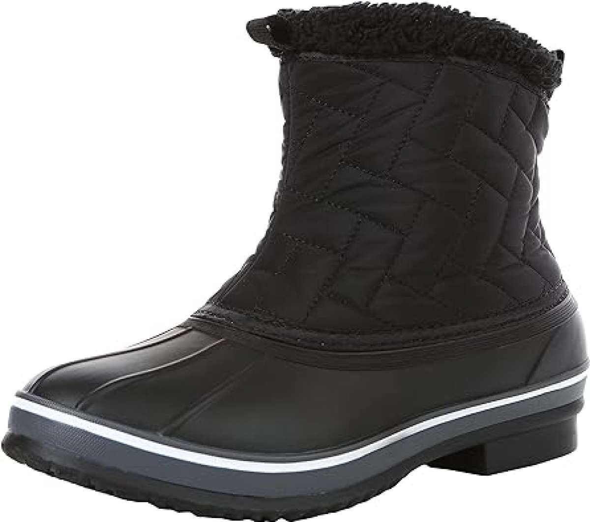 Northside Ladies Morgan Crest Insulated Boots 2023 - A pair of black insulated boots with a quilted pattern on the upper portion and a thick, textured sole.