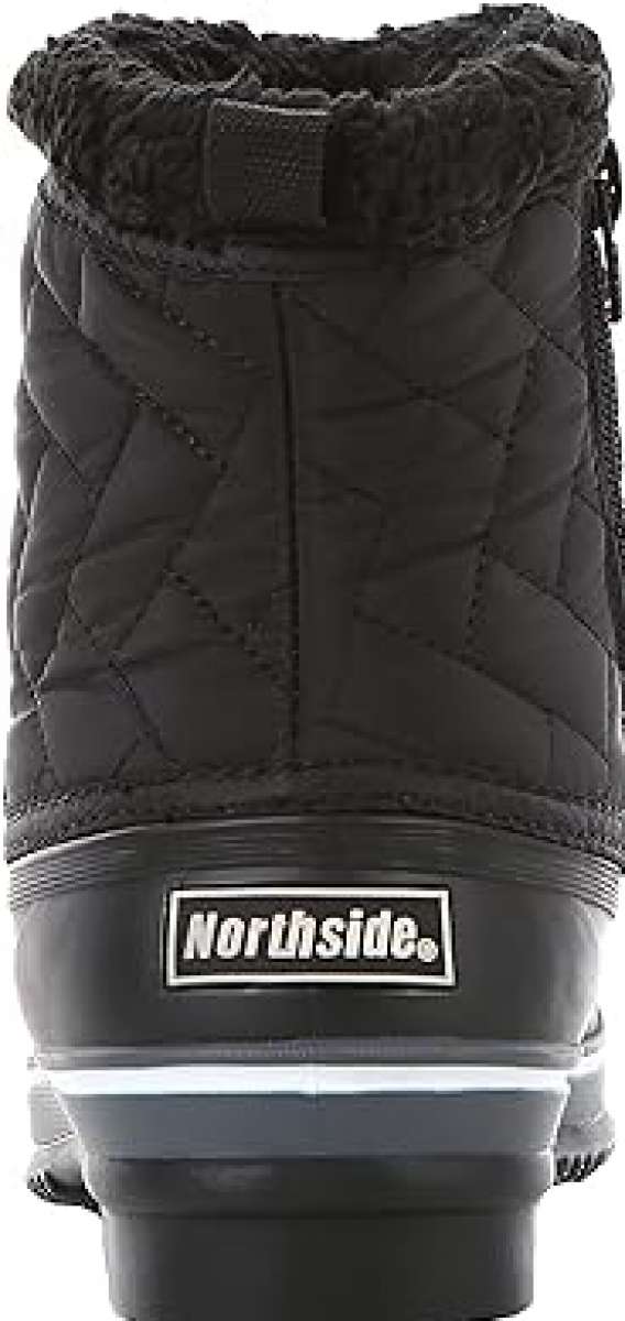 Northside Ladies Morgan Crest Insulated Boots 2023 - A pair of black insulated boots with quilted pattern and fur-lined top cuff.