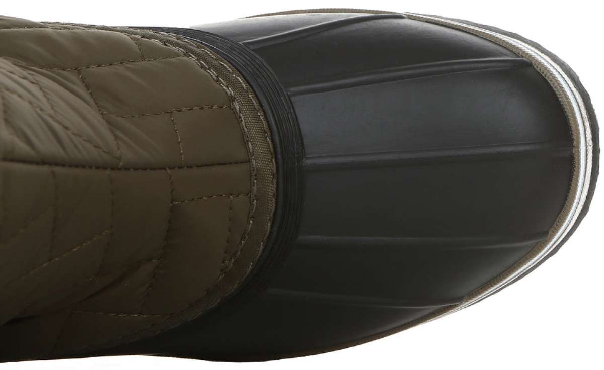 Northside Ladies Morgan Crest Insulated Boots 2023 - A pair of insulated boots with a quilted pattern on the upper portion, featuring a brown color scheme and a white stripe along the top edge.