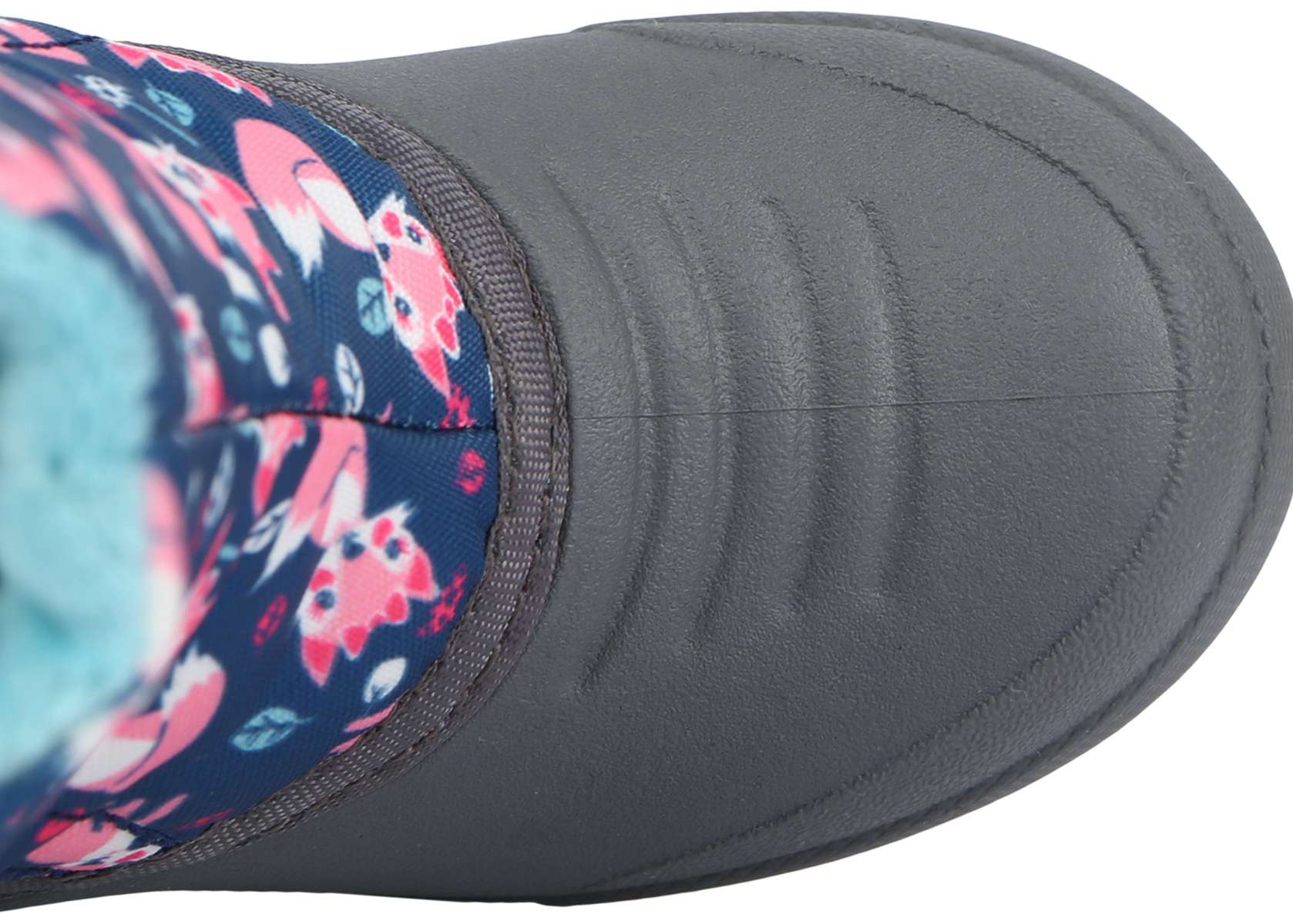 Northside Toddler Flurrie Insulated Boot 2024 - A navy blue boot with a pink and white snowman pattern on the side, featuring a gray sole.