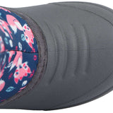 Northside Toddler Flurrie Insulated Boot 2024 - A navy blue boot with a pink and white snowman pattern on the side, featuring a gray sole.