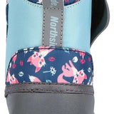 Northside Toddler Flurrie Insulated Boot 2024 - A light blue boot with a pink fox pattern on the upper portion, featuring a gray sole and heel.