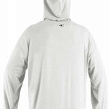 O'Neill Hybrid Long Sleeve Sun Hoodie 2022-2023 - A light gray hoodie with a hood and long sleeves, featuring a small black logo on the upper back.