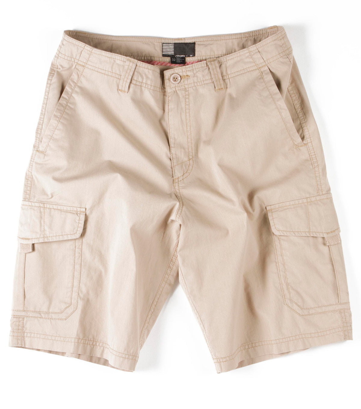 O'Neill Men's Rebel Twill Cargo Short 2013 - A pair of khaki cargo shorts with multiple pockets and a button fly.