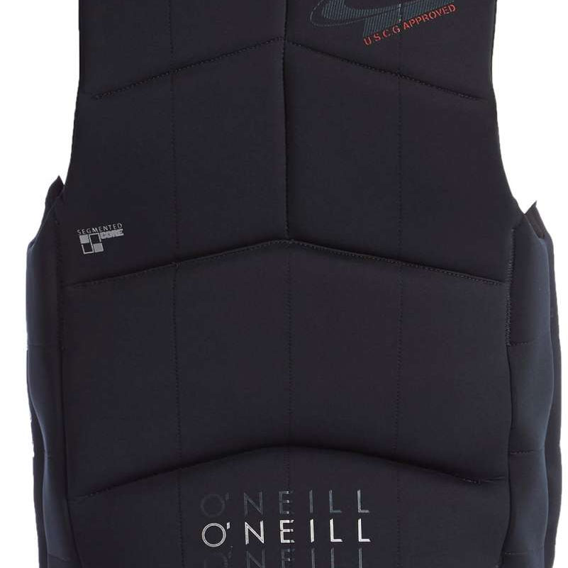 O'Neill Assault LS CGA Wakeboard Vest 2022 - Black vest with white logo on upper left side and red stitching around edges.