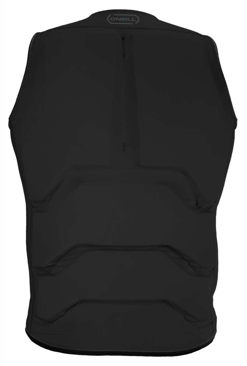 O'Neill Cruzer Full-Zip Impact Vest 2023 - Black impact vest with zip closure at front and white logo on chest.