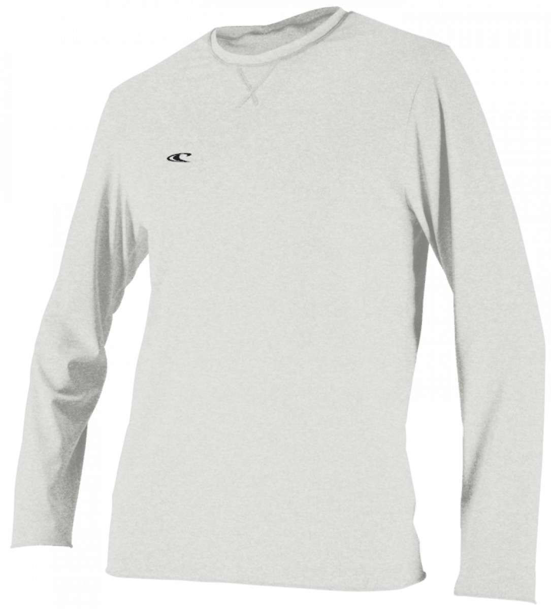 O'Neill Hybrid Long Sleeve Sun Shirt 2022-2023 - A long-sleeved shirt with a crew neck and a small logo on the left chest, featuring a subtle pattern of thin stripes in shades of blue.