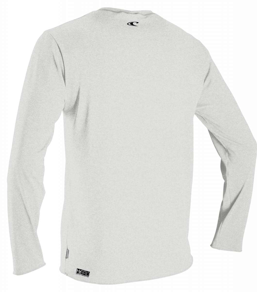 O'Neill Hybrid Long Sleeve Sun Shirt 2022-2023 - A long-sleeved shirt with a crew neck and a subtle pattern of small, dark gray dots on a light gray background.
