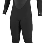 O'Neill Ladies 3/2 Epic Back Zip Wetsuit 2022 - A black wetsuit with white lettering on chest and arms.