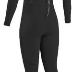O'Neill Ladies 3/2 Epic Back Zip Wetsuit 2022 - A black wetsuit with white lettering and logos on the arm and leg.