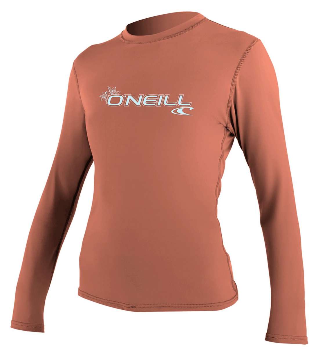 O'Neill - A long-sleeved shirt with a crew neck and a small logo on the left chest area, featuring a light blue color scheme.