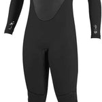 O'Neill - Ladies Epic 4/3 Ladies Full Wetsuit 2022 is a black wetsuit with white lettering on chest and arms.