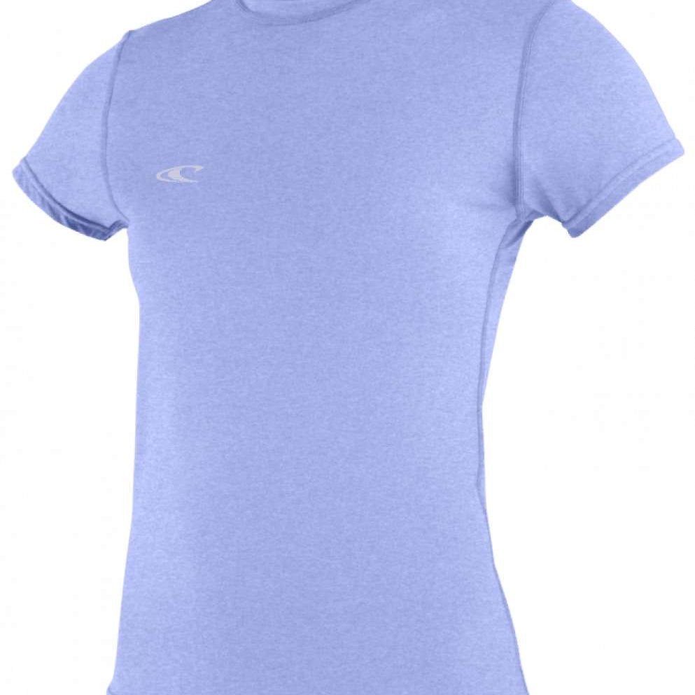 O'Neill Ladies Hybrid Short Sleeve Sun Shirt 2022-2023 - A light blue shirt with a white logo on the left chest area.
