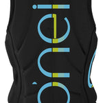 O'Neill Ladies Slasher Impact Wakeboard Vest 2022 - A black vest with a light blue and yellow logo on the front.