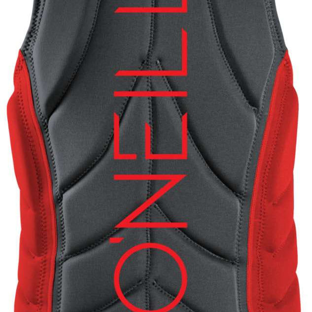 O'Neill Slasher Impact Vest 2022-2023 - Black vest with red accents and a logo on the back.