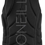 O'Neill Slasher Impact Vest 2022-2023 - Black impact vest with a geometric pattern on the front and back, featuring a zipper down the center.