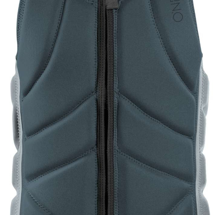 O'Neill Slasher Impact Vest 2022 - A dark gray vest with a black zipper down the front and white accents on the sides.