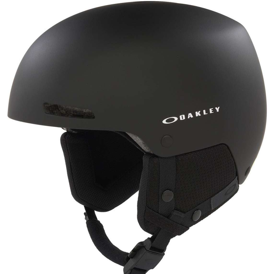 Oakley MOD1 Pro Helmet 2024 - Matte black helmet with white Oakley logo on the side and adjustable strap in the back.