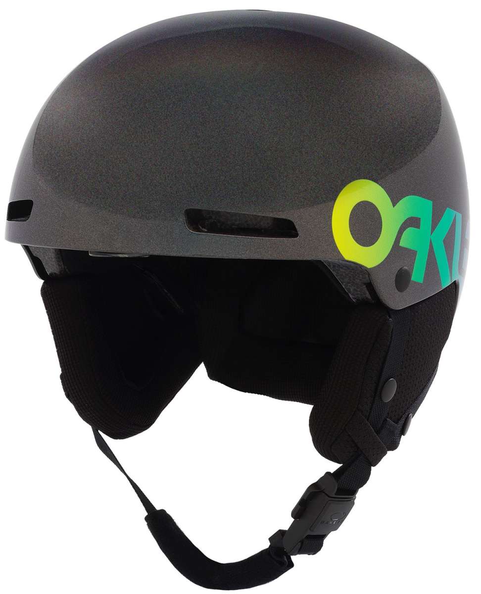 Oakley MOD1 Pro Helmet 2024 - A black helmet with a white Oakley logo on the front and a strap at the back.