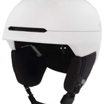 Oakley MOD3 Helmet 2024 - White helmet with black visor and chin strap, featuring a sleek design with ventilation holes on top.