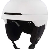 Oakley MOD3 Helmet 2024 - White helmet with black visor and chin strap, featuring a sleek design with ventilation holes on top.