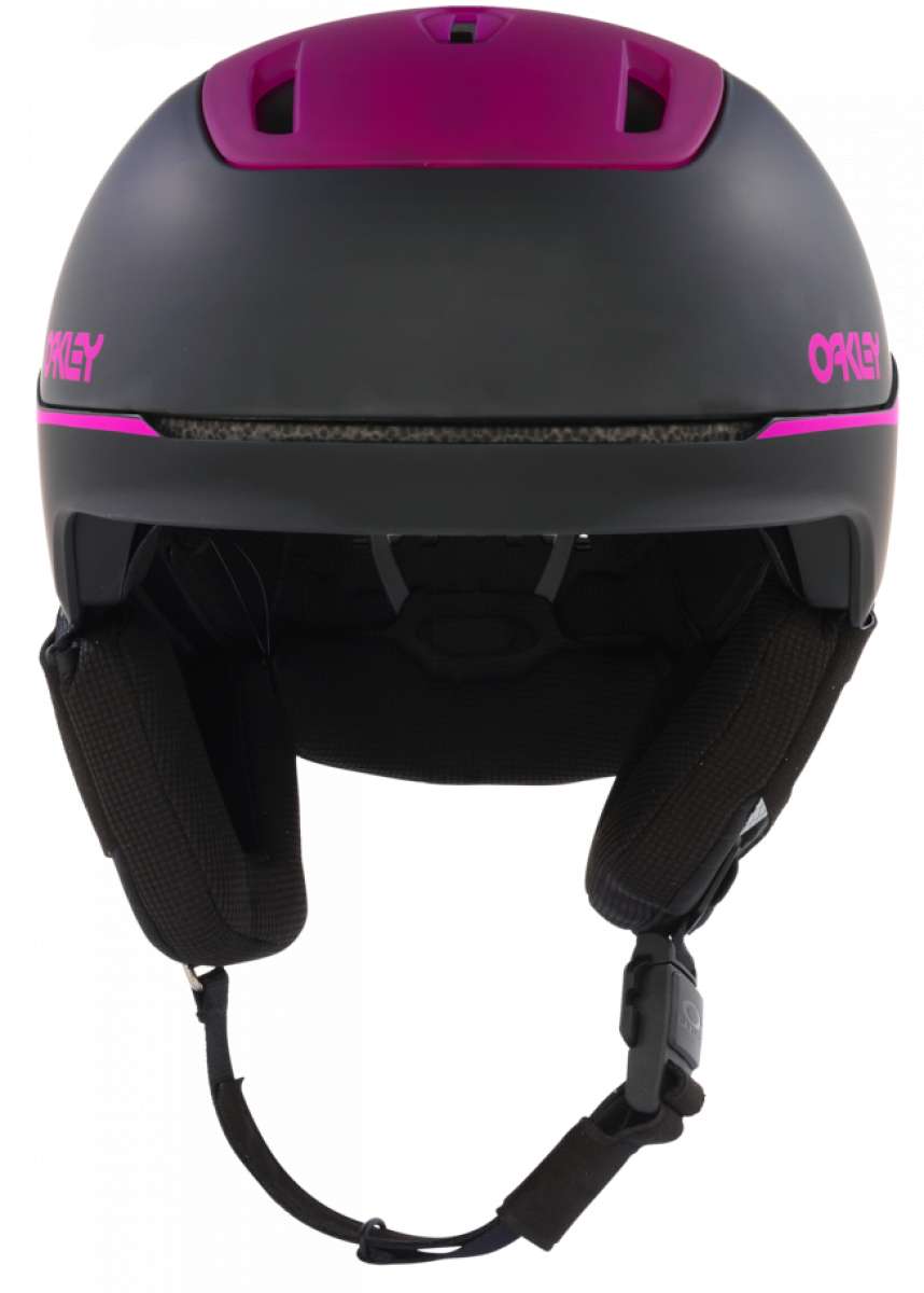 Oakley Mod 5 Helmet - Matte black helmet with pink accents and a gray visor.