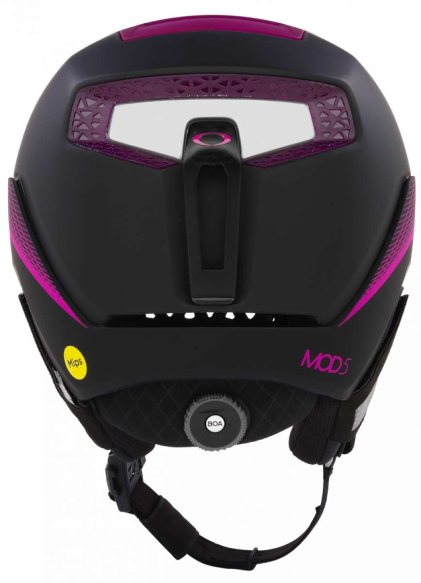 Oakley Mod 5 Helmet - Matte black helmet with pink accents and a white Oakley logo on top.