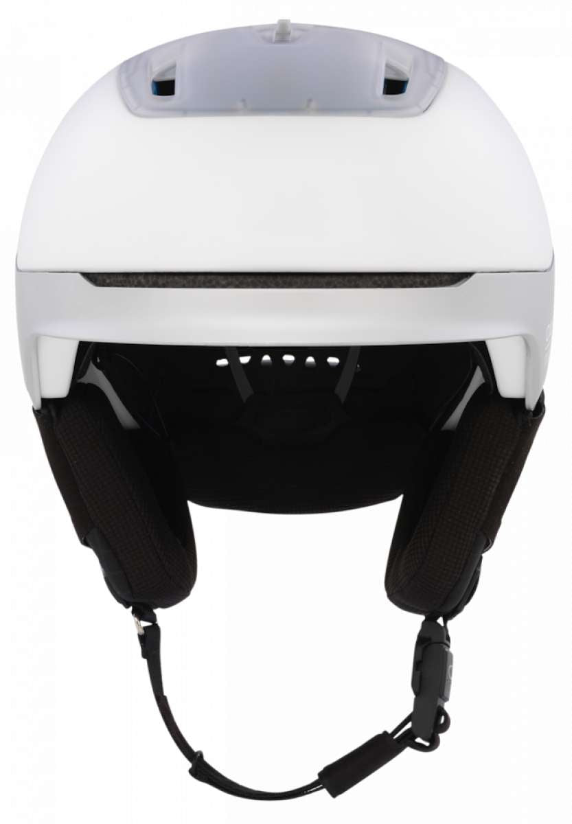 Oakley Mod 5 Helmet - White helmet with a black visor and chin strap.