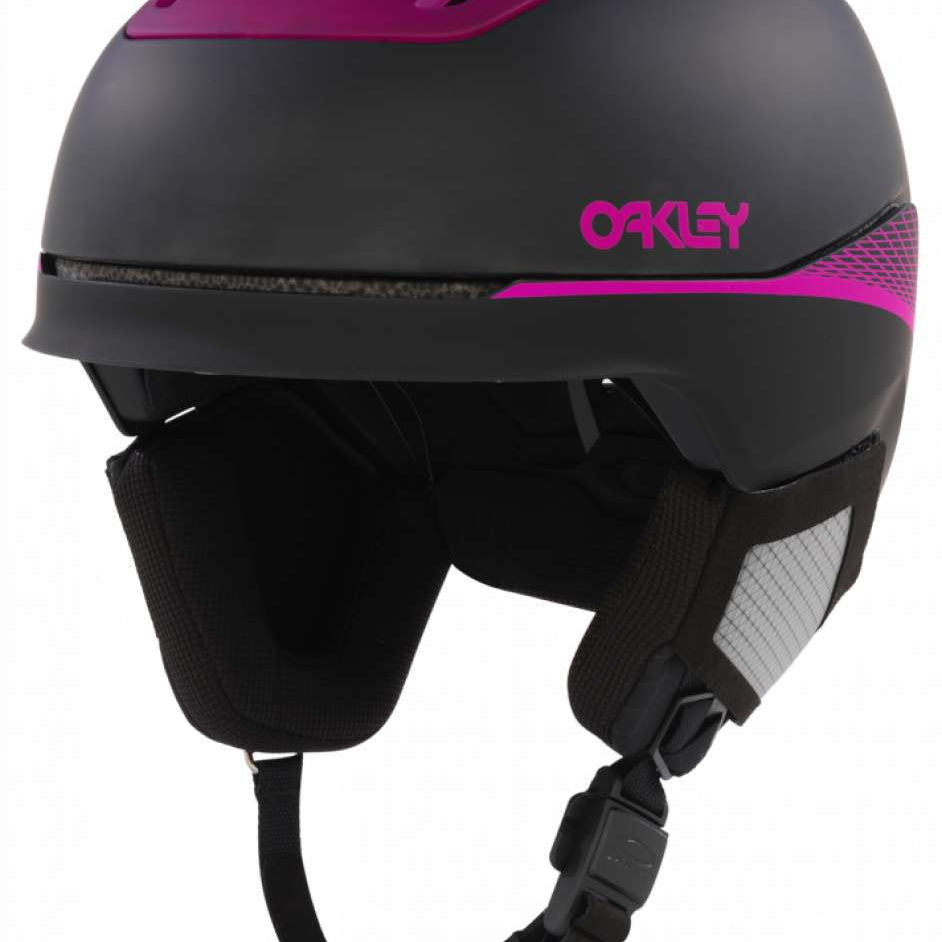 Oakley Mod 5 Helmet - Matte black helmet with pink accents and ventilation holes on top.