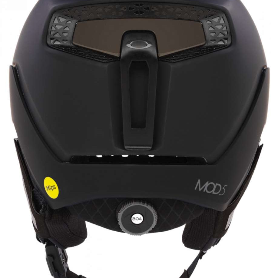 Oakley Mod 5 Helmet - Matte black helmet with a white Oakley logo on top and a chin strap.