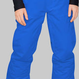 Obermeyer Juniors Parker Insulated Pant 2023 - A pair of royal blue snow pants with a slight sheen to them, featuring two black buttons on the front waistband.