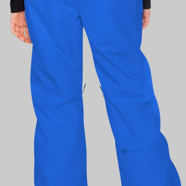 Obermeyer Juniors Parker Insulated Pant 2023 - A pair of royal blue snow pants with a subtle white stripe on the side seam.
