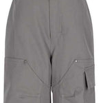 Obermeyer Juniors Volt Insulated Pant 2024 - Light gray insulated ski pants with a black logo on the left leg and adjustable Velcro straps at the waist.