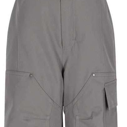 Obermeyer Juniors Volt Insulated Pant 2024 - Light gray insulated ski pants with a black logo on the left leg and adjustable Velcro straps at the waist.