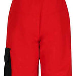 Obermeyer Juniors Volt Insulated Pant 2024 - A pair of red insulated ski pants with black straps and buckles on the back.