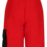 Obermeyer Juniors Volt Insulated Pant 2024 - A pair of red insulated ski pants with black straps and buckles on the back.