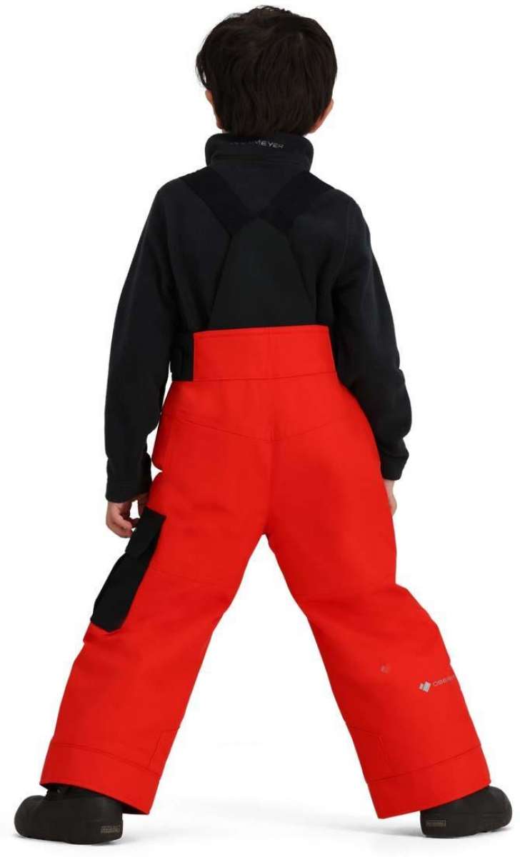Obermeyer Juniors Volt Insulated Pant 2024 - Black insulated ski pants with a black logo on the left leg and a white logo on the right leg.