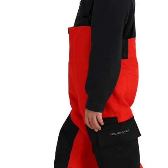 Obermeyer Juniors Volt Insulated Pant - Black insulated ski pants with a red stripe down the side.