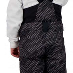 Obermeyer Juniors Warp Insulated Bib Pants 2022 - Black bib pants with a subtle white geometric pattern and black straps.