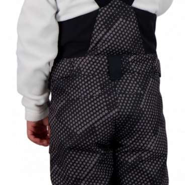 Obermeyer Juniors Warp Insulated Bib Pants 2022 - Black bib pants with a subtle white geometric pattern and black straps.