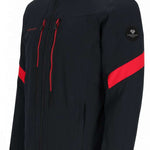 Obermeyer Fall Line Insulated Jacket Tall 2024 - A black insulated jacket with red accents and a hood, featuring a tall fit.